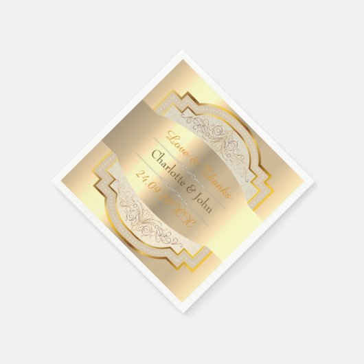 王室のヴィンテージシックフェイクゴールデン結婚ズ スタンダードカクテルナプキン (角)