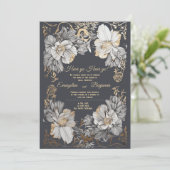 王室のヴィンテージフローラ結婚アールヌーボー 招待状 (スタンド正面)