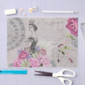王室のヴィンテージ女性ファッション花模様と手書き 薄葉紙 (クラフト)