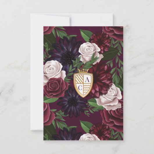 王室の中世ファンタジーシールドフローラの結婚使用 サンキューカード (裏面)