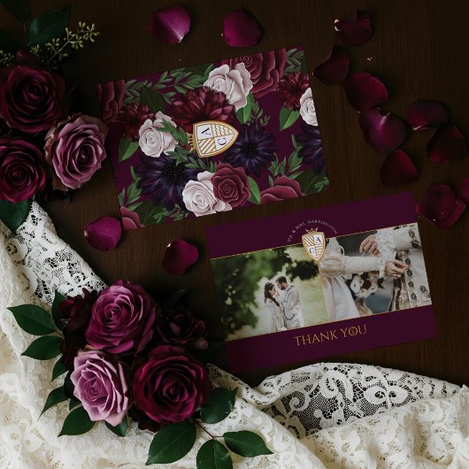 王室の中世ファンタジーシールドフローラの結婚使用 サンキューカード