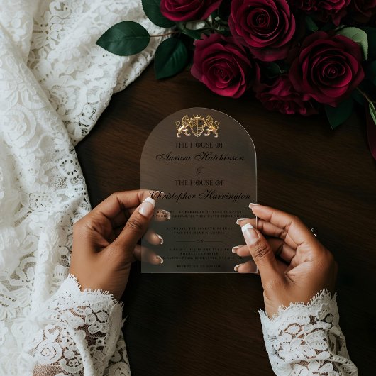 王室の中世ファンタジープラムフローラ結婚ズ アクリル招待状