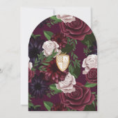 王室の中世ファンタジープラムフローラ結婚ズ 招待状 (裏面)