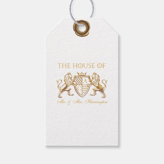 王室の中世ファンタジーライオンエンブレム結婚 ギフトタグ (正面)
