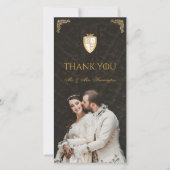 王室の中世ファンタジーライオンエンブレム結婚 サンキューカード (正面)