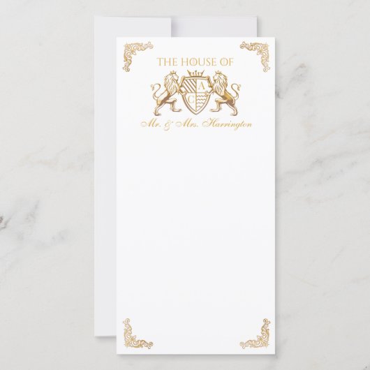 王室の中世ファンタジーライオンエンブレム結婚 サンキューカード (裏面)