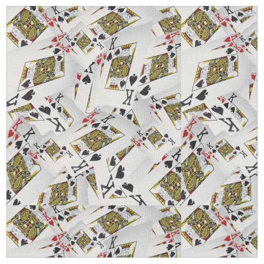 「王室の層：王の積み重なったポーカーカード」 ファブリック (クローズアップ)