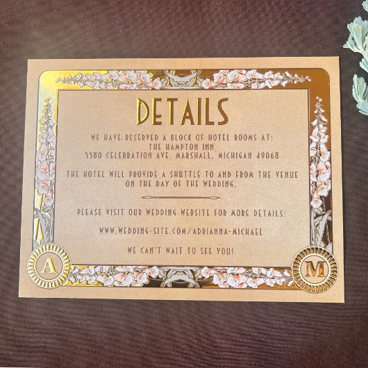 王室の新しいホイ実在ルの結婚詳細カード 箔招待状ポストカード