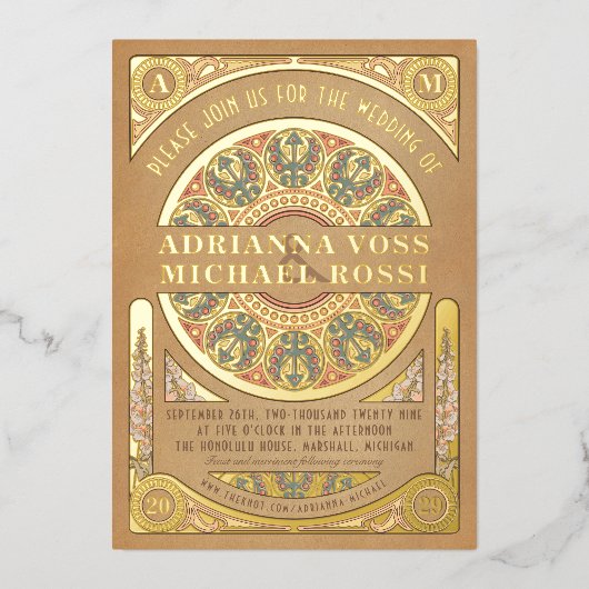 王室の新しい:実在金箔結婚式招待状 箔招待状 (正面)