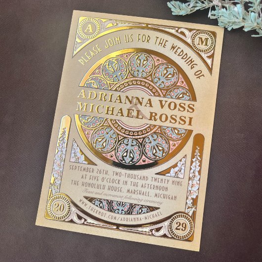 王室の新しい:実在金箔結婚式招待状 箔招待状