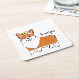 王室の犬パーソナライズされた スクエアペーパーコースター