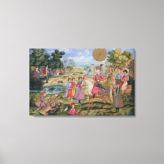 王室の狩り、イラン・イスファハン出身 キャンバスプリント (正面)