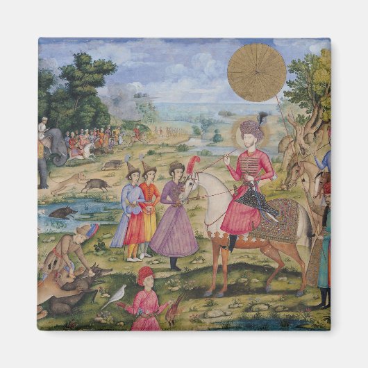 王室の狩り、イラン・イスファハン出身 マグネット (正面)