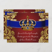 王室の王子洗礼赤金ゴールド 招待状 (正面/裏面)