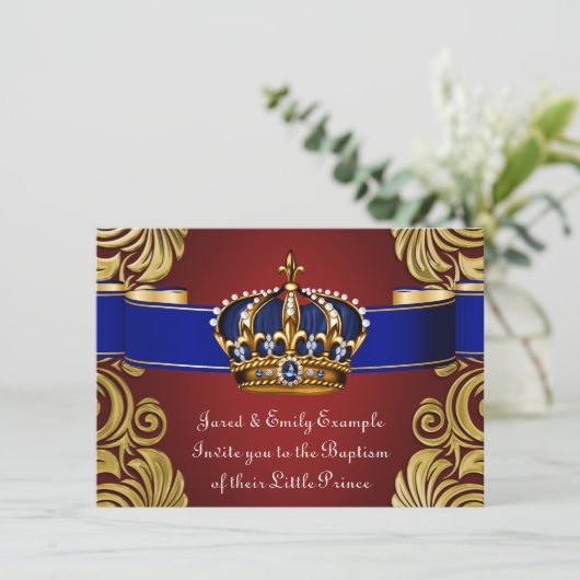王室の王子洗礼赤金ゴールド 招待状 (スタンド正面)