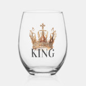 王室の王金ゴールド金箔クラウン ステムなしワイングラス (正面)