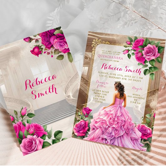 王室の社交ダンスピンク暗い赤紫色フローラキンセアニラ 招待状