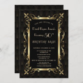 王室の素晴らしギャツビー50th誕生日Bash 招待状 (正面/裏面)