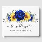 王室の素朴青ひまモダンフローラ結婚ズ ゲストブック (正面)