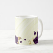 王室の紫の花と金色の葉の大理石 コーヒーマグカップ (正面右)