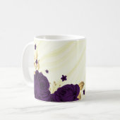 王室の紫の花と金色の葉の大理石 コーヒーマグカップ (正面左)