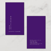 王室の紫エレガントユニークモダン平原 名刺 (正面/裏面)