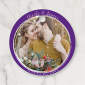 王室の紫ミニマル丸結婚写真 フェイバータグ (裏面)