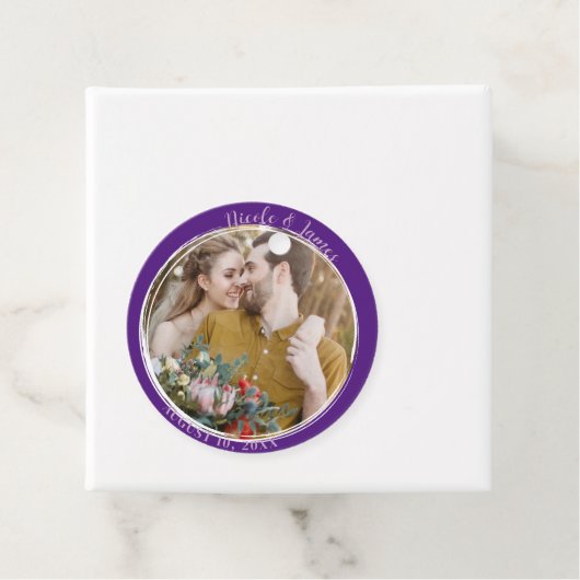 王室の紫ミニマル丸結婚写真 フェイバータグ (インサイチュ)