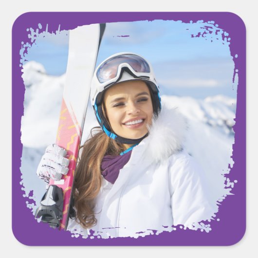 王室の紫モダングランジ写真 スクエアシール (正面)