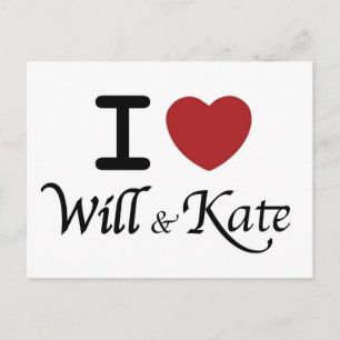 王室の結婚のIハートウィルとKateポストカード ポストカード