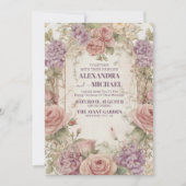 王室の結婚ビクトリアンのお洒落フローラオーナメント 招待状 (正面)