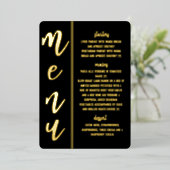 王室の結婚式の箔押しメニューカード 箔招待状 (立ち正面)