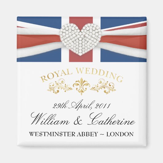 王室の結婚s - William & Kate Keepsake Magnet マグネット (正面)