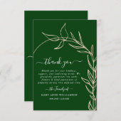 王室の緑のミニマルアーチ文字台詞葬儀感謝してい サンキューカード (正面/裏面)