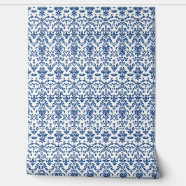 王室の織機の小柄 – 青、白 壁紙