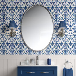 王室の織機 – 青，白 – 伝統的スタイル 壁紙