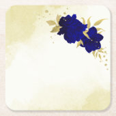 王室の花葉金ゴールド結婚s スクエアペーパーコースター (正面)