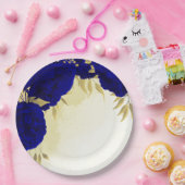 王室の花葉金ゴールド結婚s ペーパープレート (パーティー)