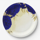 王室の花葉金ゴールド結婚s ペーパープレート (正面)