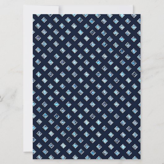 王室の華美サファイアブルーのイスラム結婚教徒 招待状 (裏面)