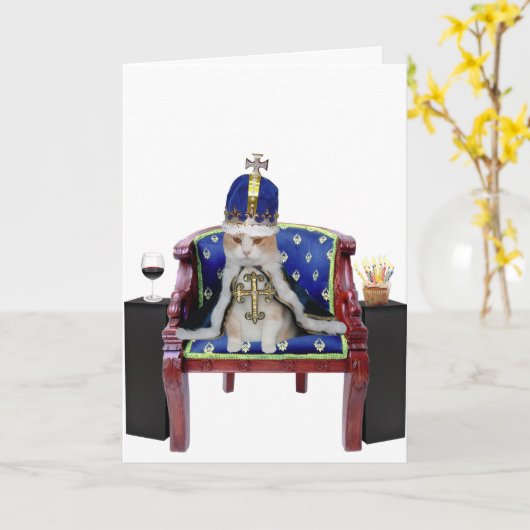 王室の誕生日猫 カード (黄色い花)