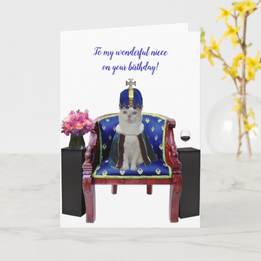王室の誕生日猫・雌誕生日 カード (黄色い花)