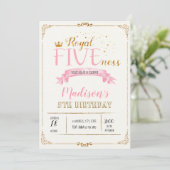 王室の豪華な5歳の誕生日招待状 招待状 (スタンド正面)