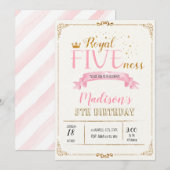 王室の豪華な5歳の誕生日招待状 招待状 (正面/裏面)