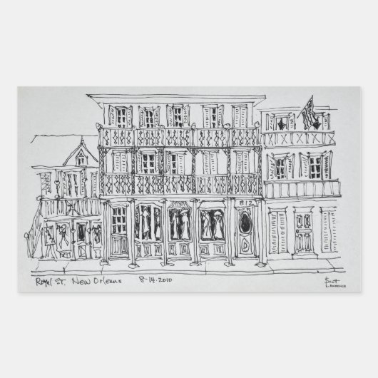 王室の通り、フランスの四半期 |ニューオーリンズ 長方形シール (正面)