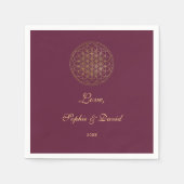 王室の金ゴールドの花の命の神聖な幾何学結婚の スタンダードカクテルナプキン (正面)