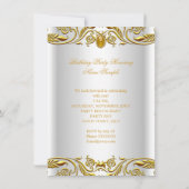 王室の金ゴールドオン白エリテエレガントィー誕生日パーティー 招待状 (裏面)