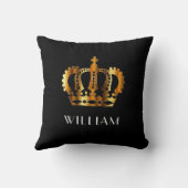 王室の金ゴールドクラウンパーソナライズされた名ブラック クッション (裏面)