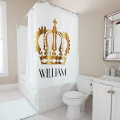王室の金ゴールドクラウンパーソナライズされた名 シャワーカーテン (インサイチュ)