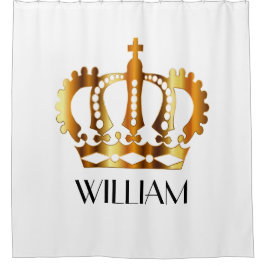 王室の金ゴールドクラウンパーソナライズされた名 シャワーカーテン